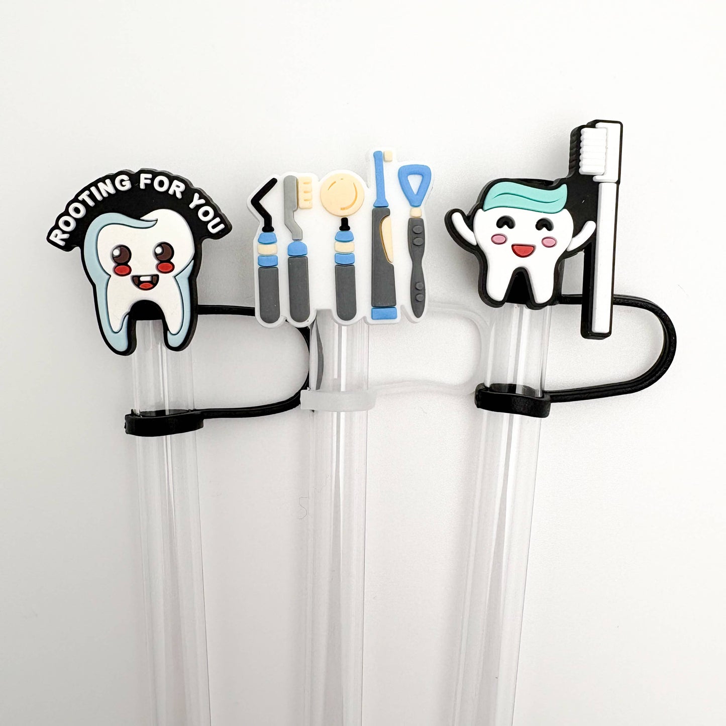 Straw Topper 3 pack - Dentist Theme, Rooting for You, Dental