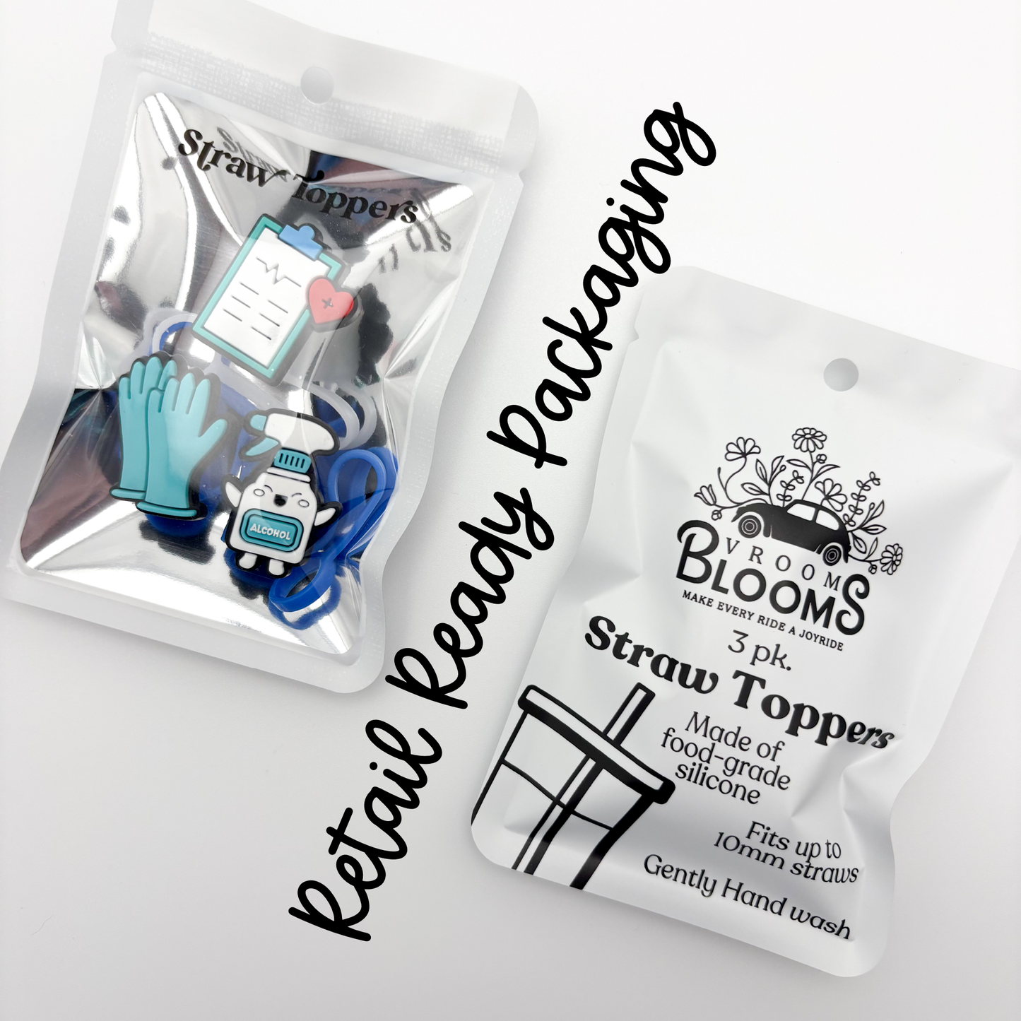 Straw Topper 3 pack - Medical Gloves, Alcohol, Clipboard