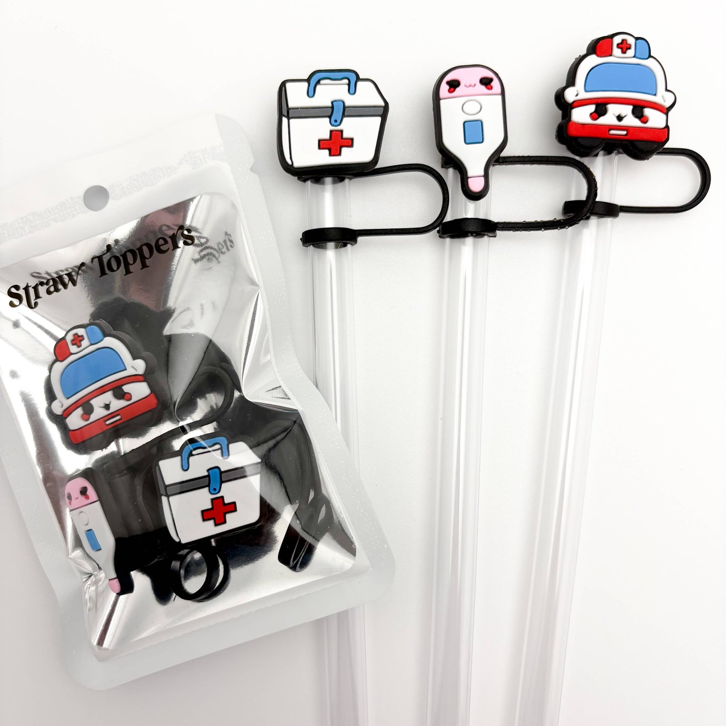 Straw Topper 3 pack - EMT, Ambulance, Smiley First Aid Therm