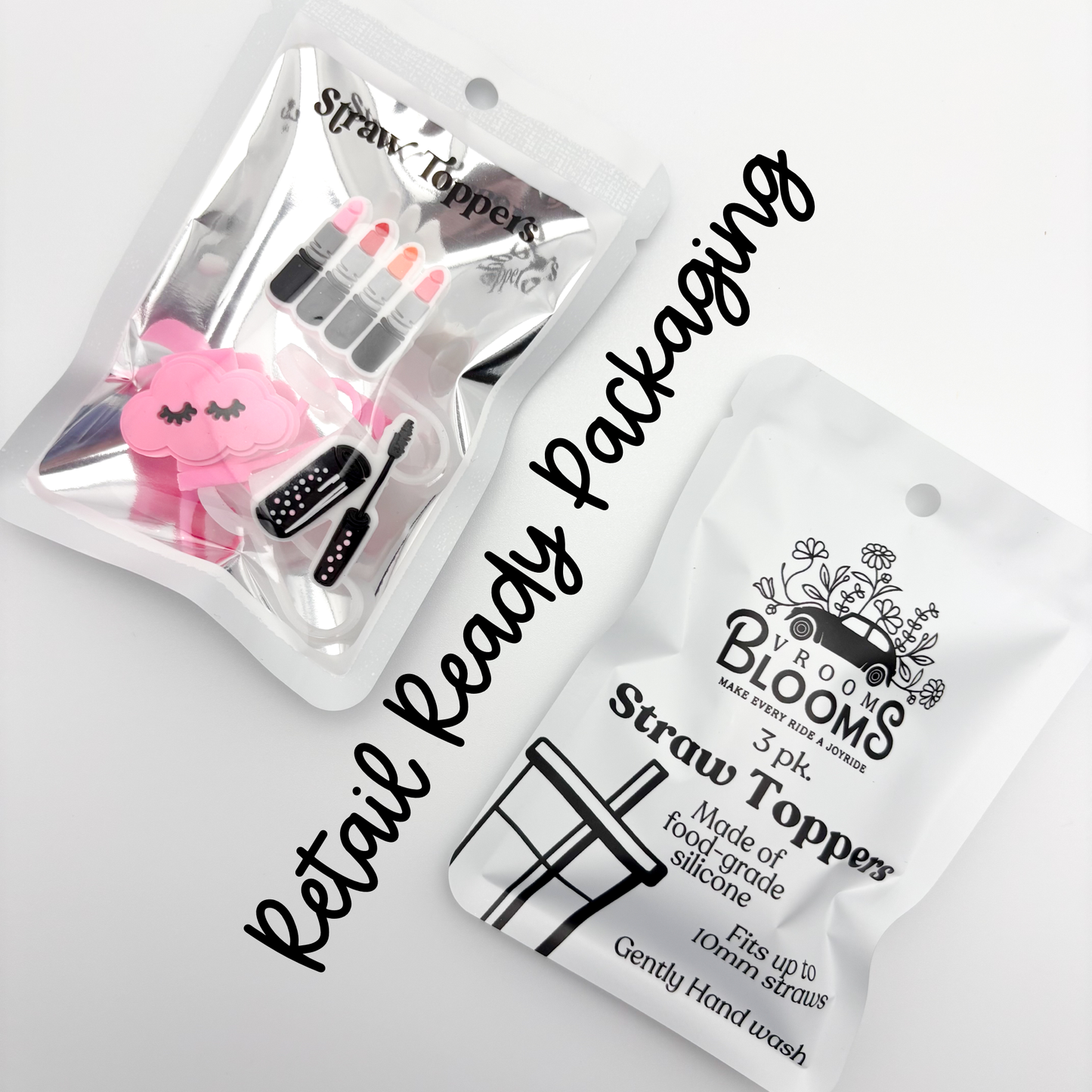 Straw Topper 3 pack - Makeup Theme, Eyelashes, Mascara, Lips