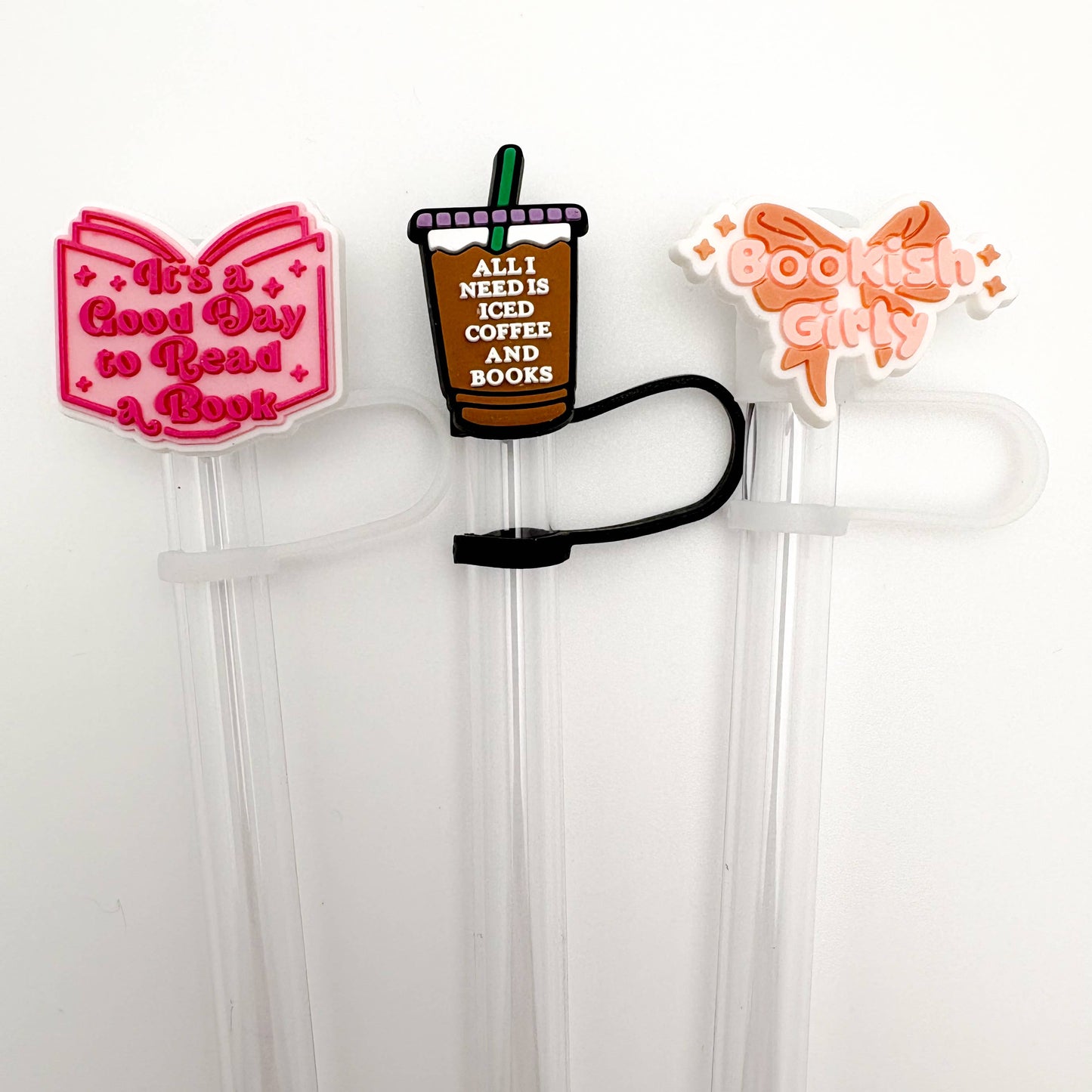 Straw Topper 3 pack - Bookish Theme, Iced Coffee & Books