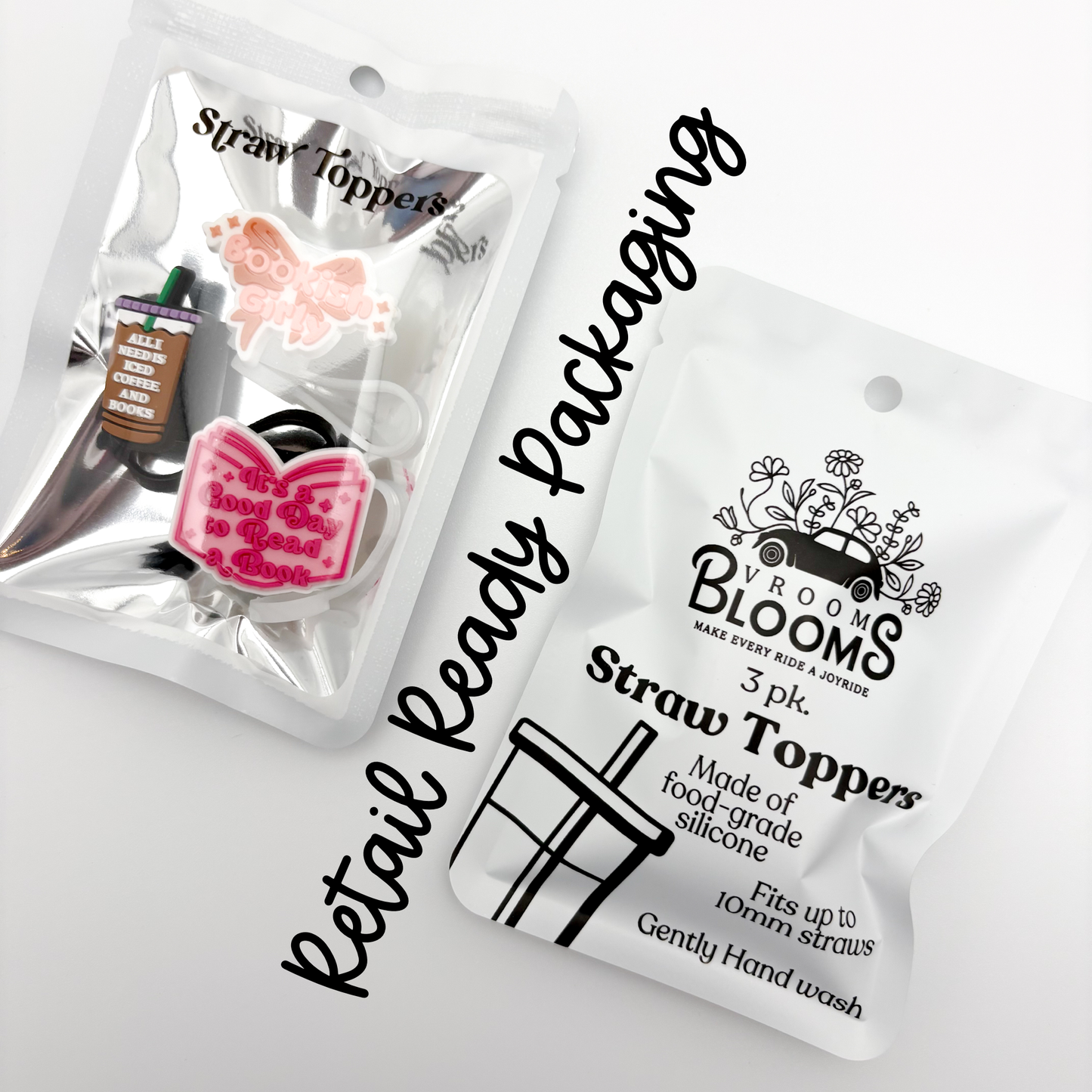 Straw Topper 3 pack - Bookish Theme, Iced Coffee & Books
