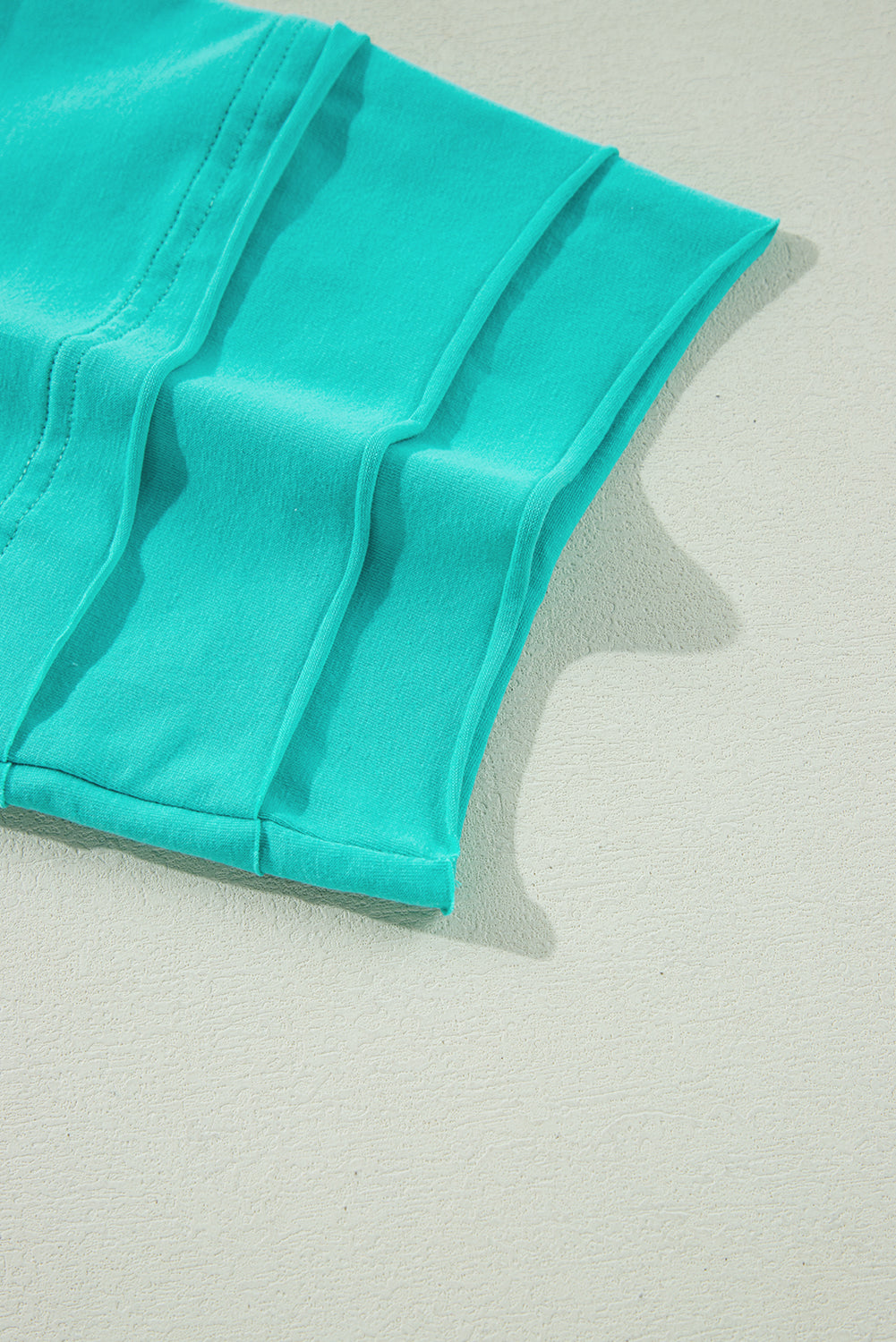 Mint Green Solid Color Half Sleeve Buttons Henley Top