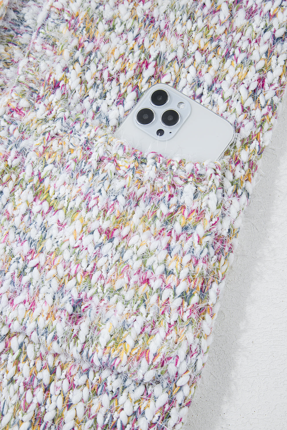 Multicolor Confetti Open Front Knit Cardigan
