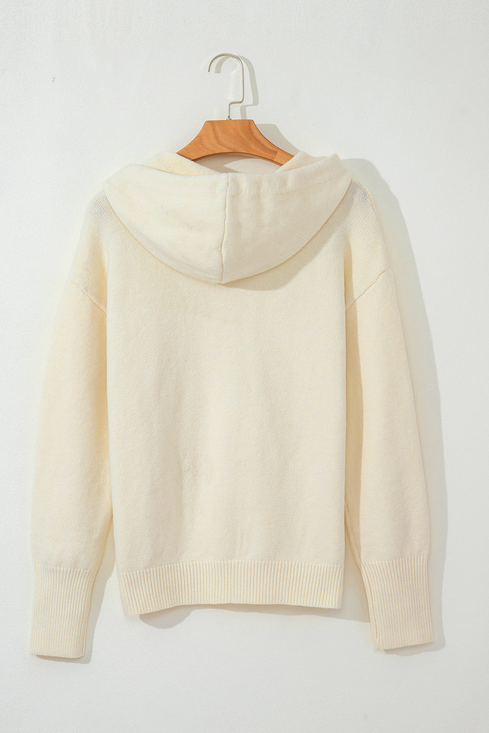 Drawstring Hooded Button Up Sweater Cardigan