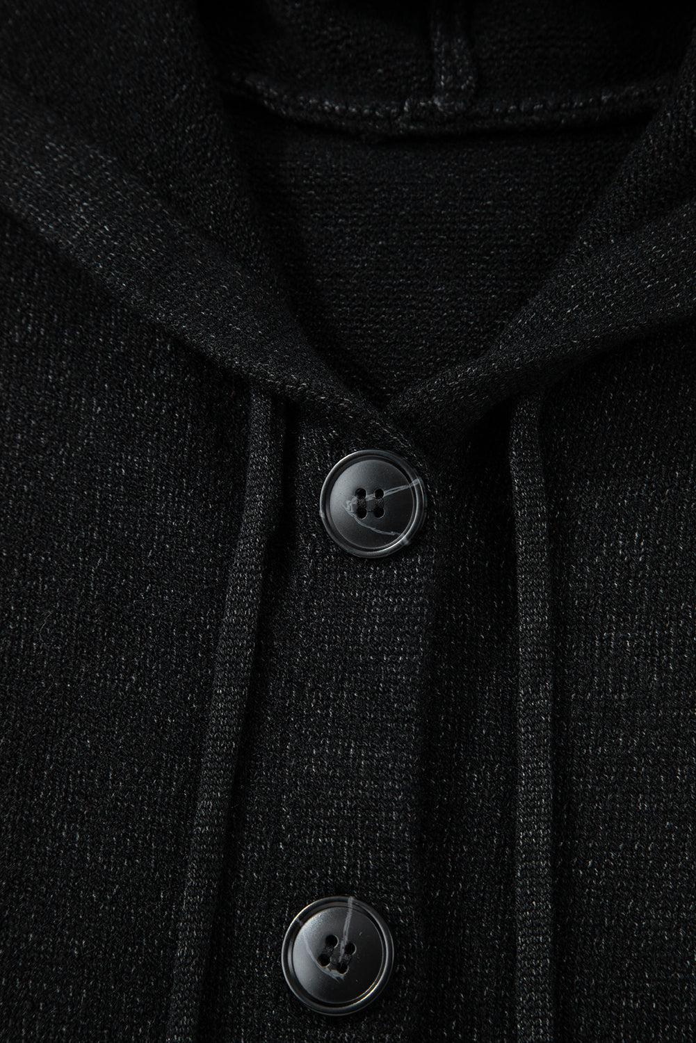 Drawstring Hooded Button Up Sweater Cardigan