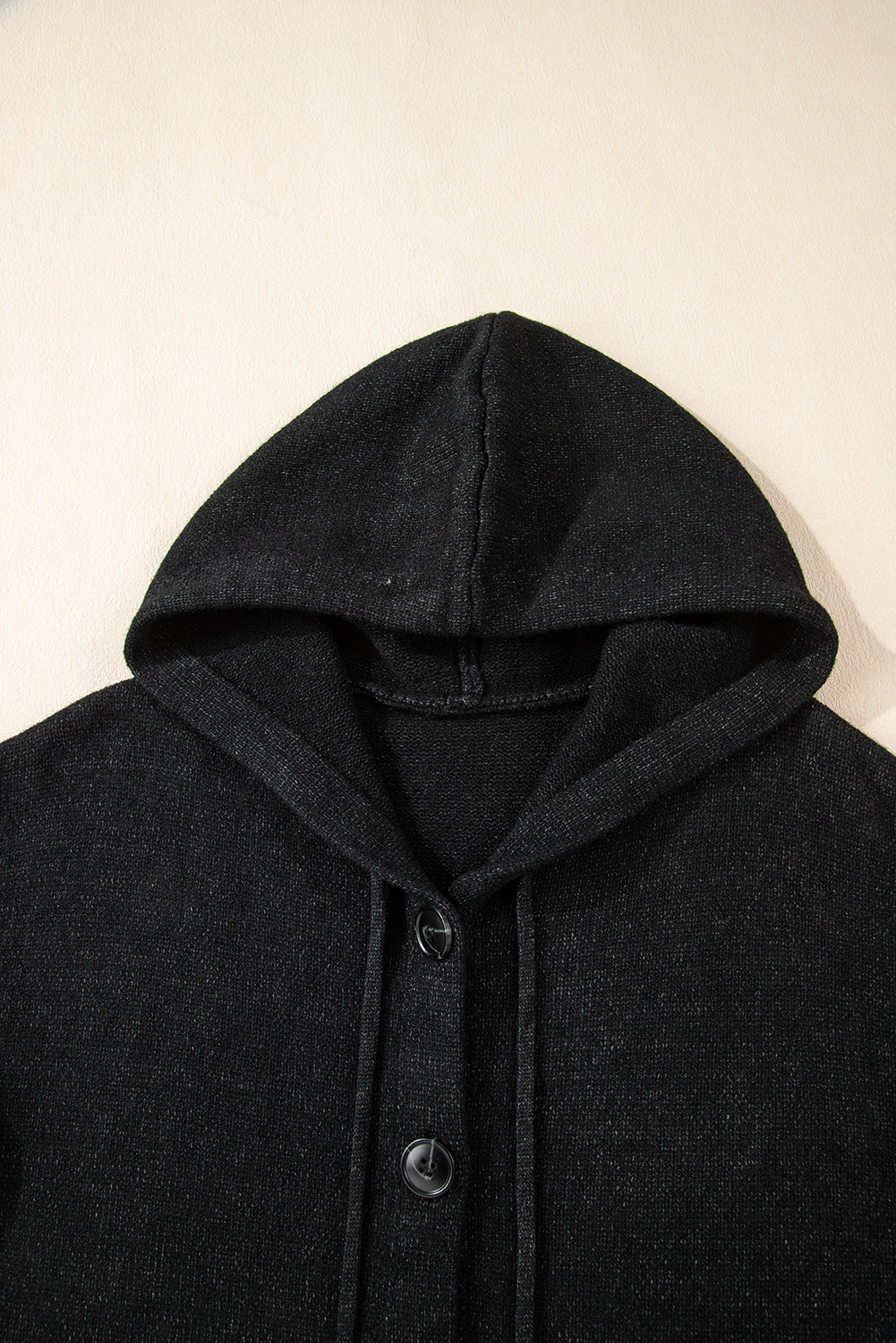 Drawstring Hooded Button Up Sweater Cardigan