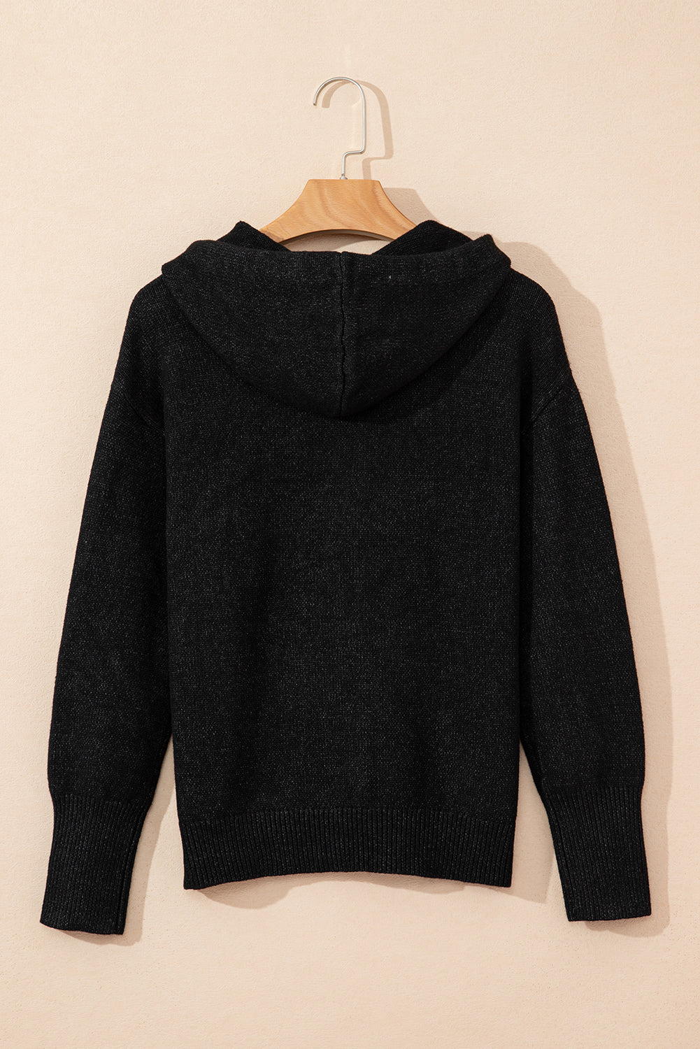 Drawstring Hooded Button Up Sweater Cardigan