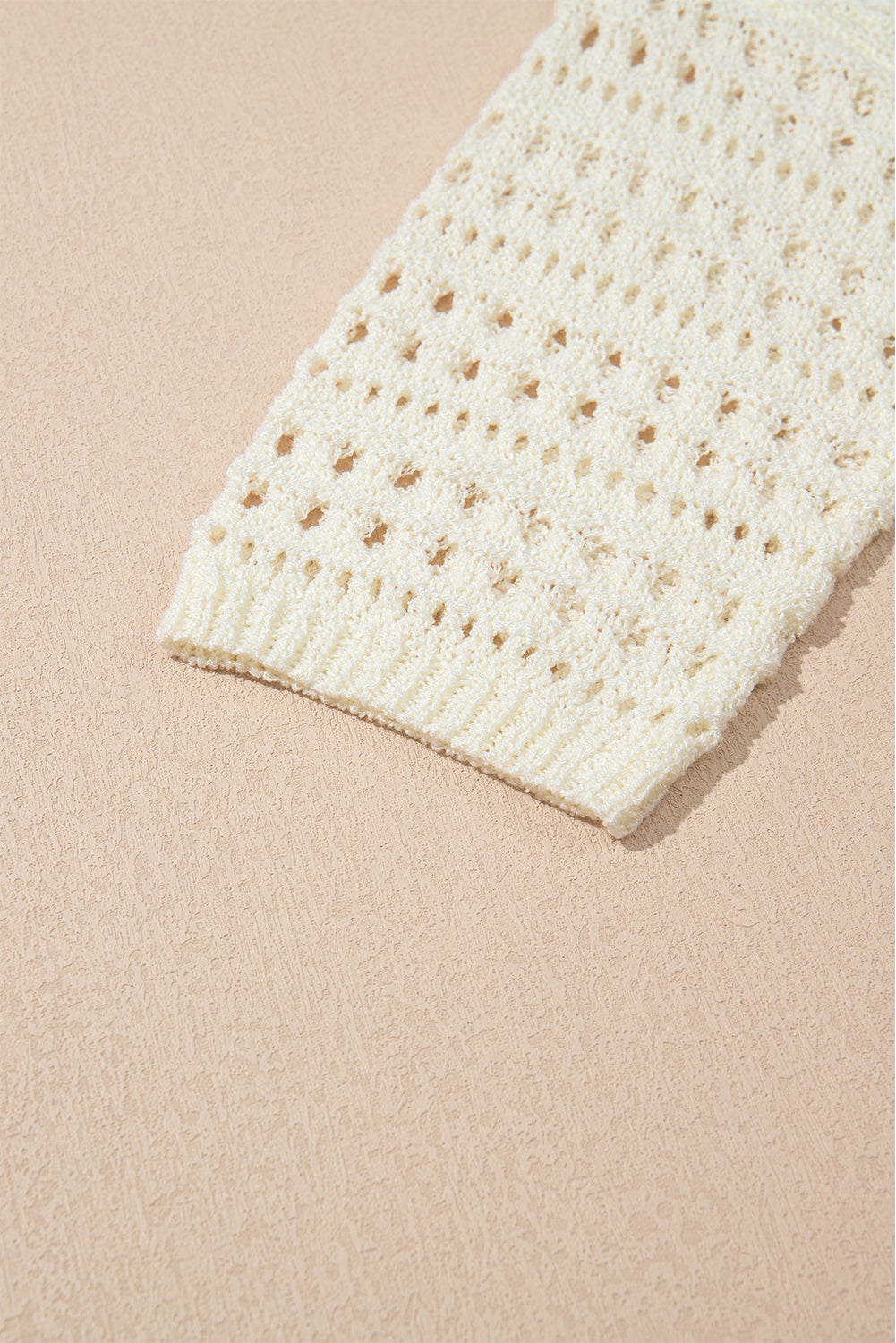 White Hollow Out Knit Drop Shoulder long sleeve Sweater