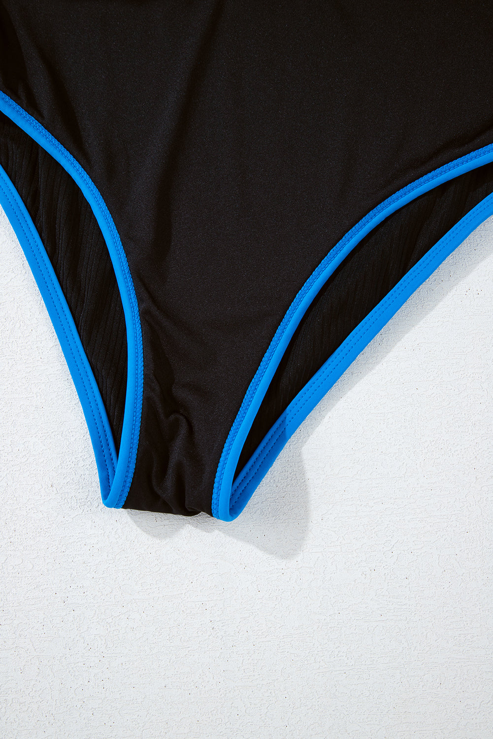 Black Triple Color Trimmed High Waist Bikini Set