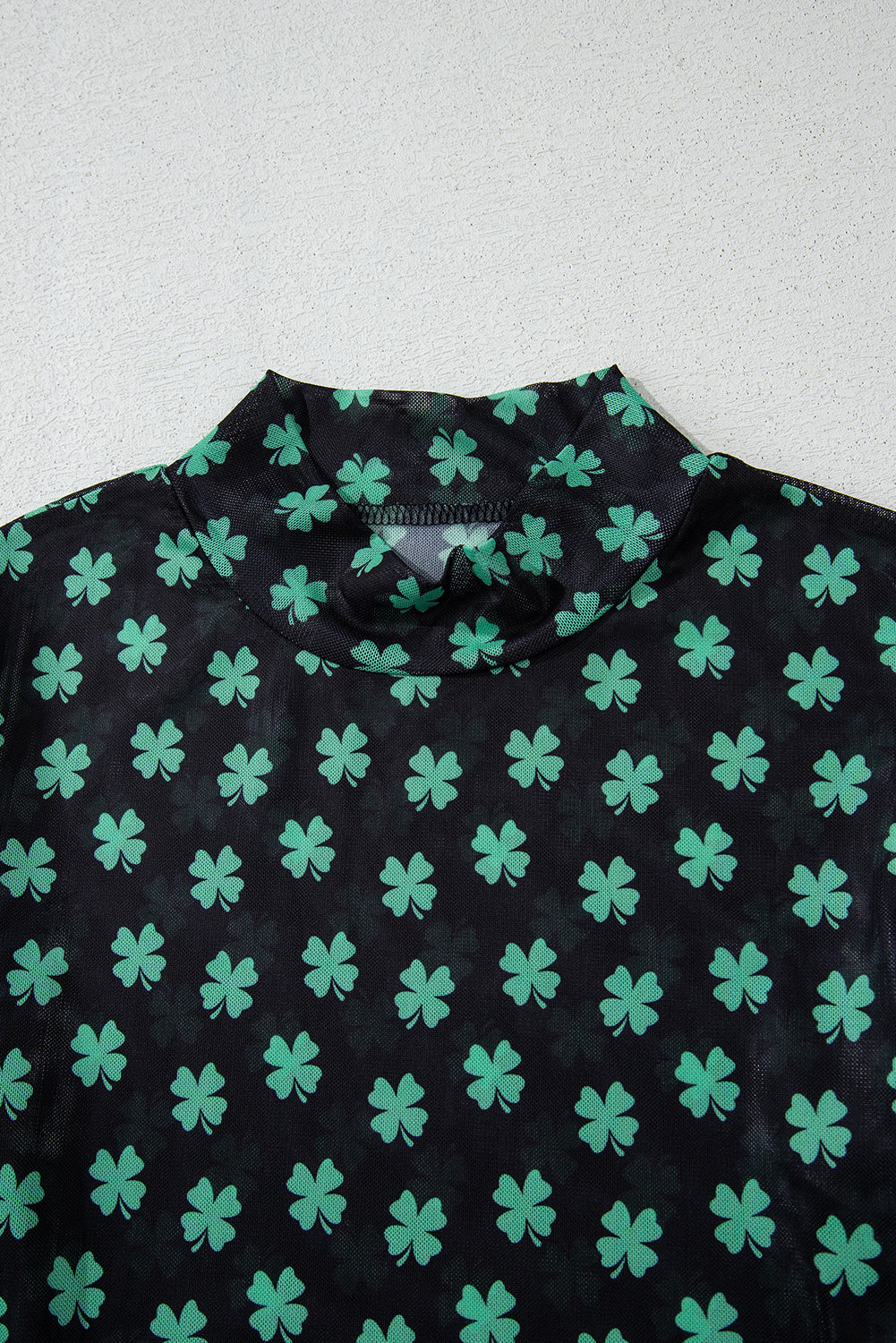 Long Sleeve Mesh Bodysuit Green St Patrick Shamrock