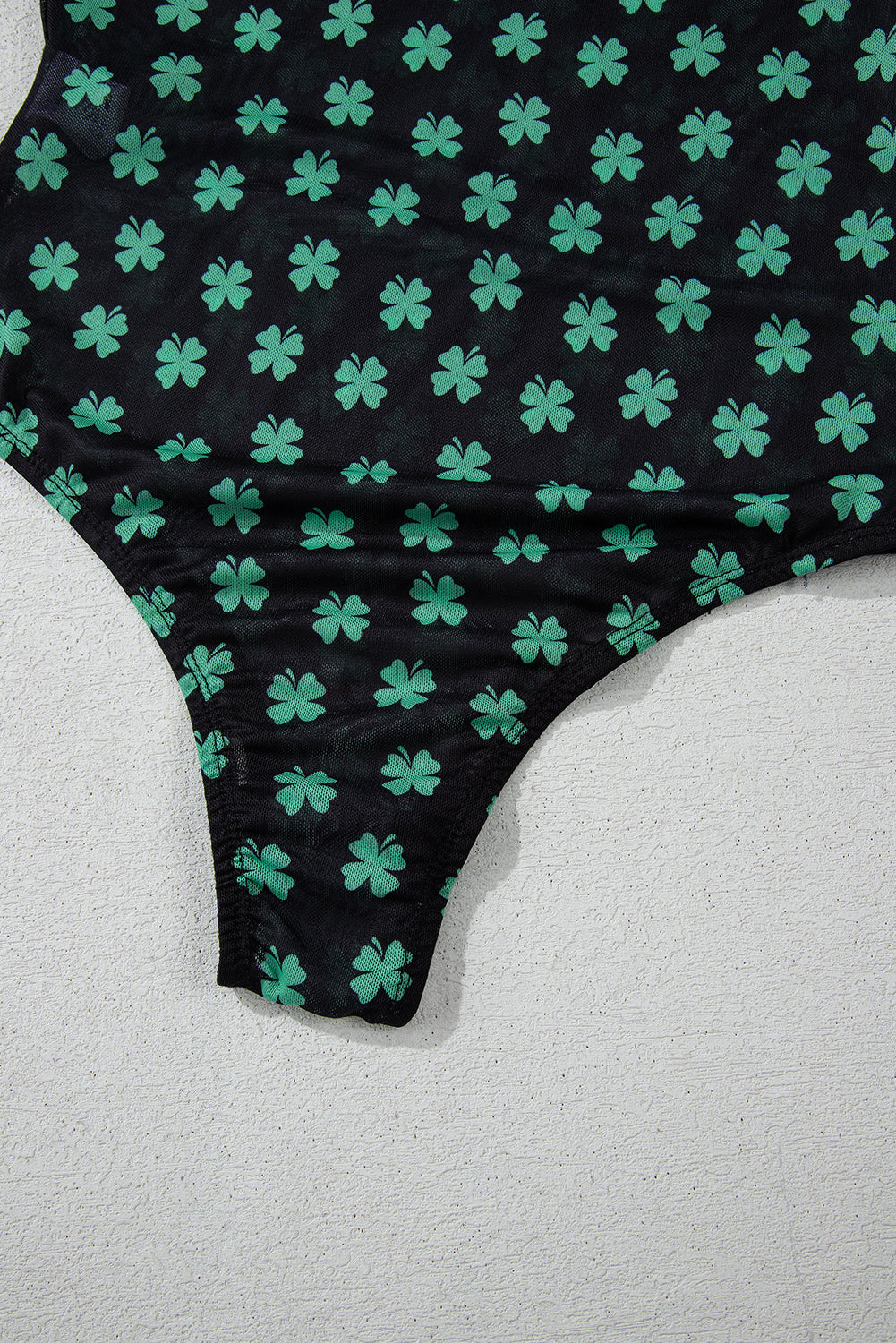 Long Sleeve Mesh Bodysuit Green St Patrick Shamrock