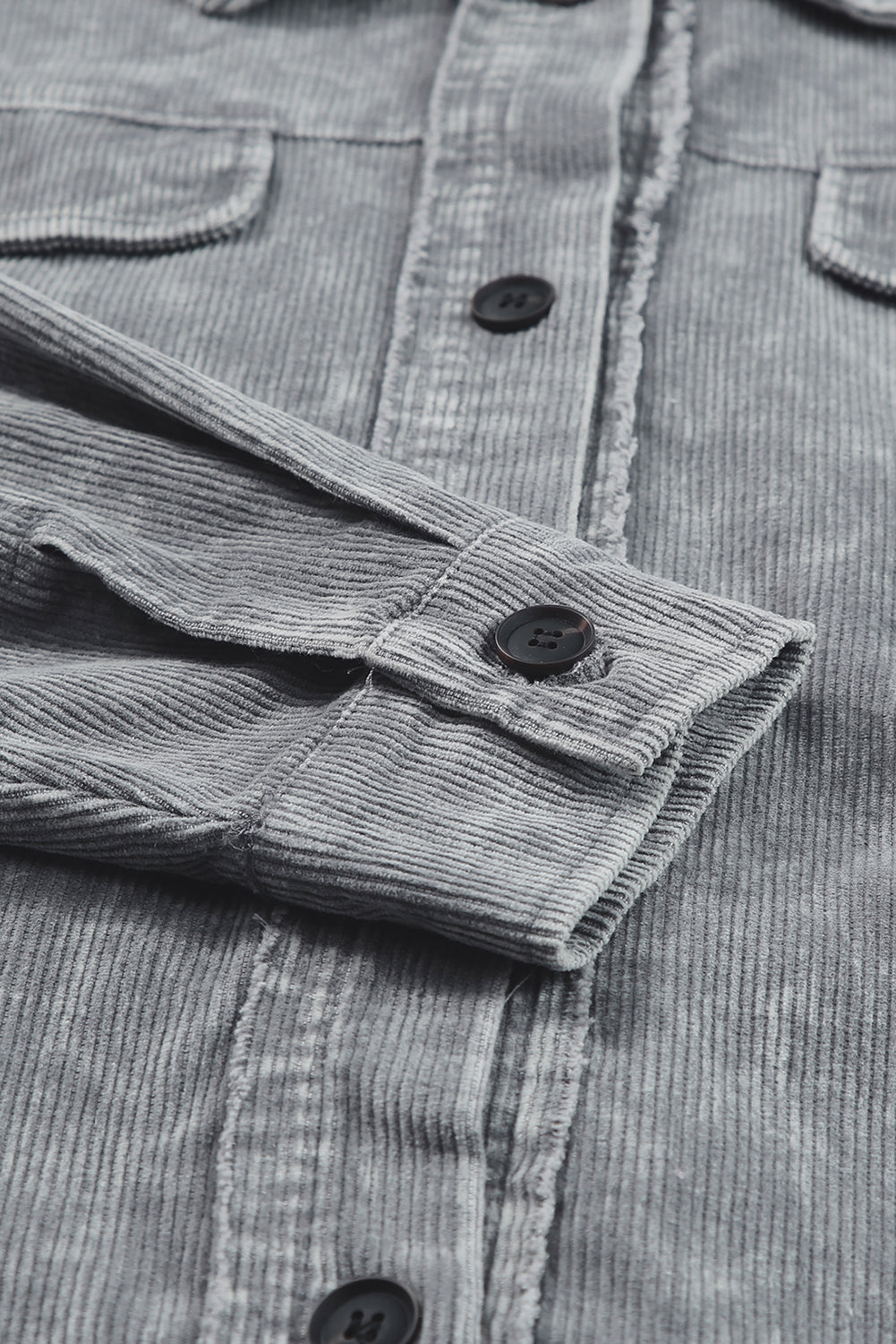Gray Vintage Distressed Mineral Wash Oversized Shacket