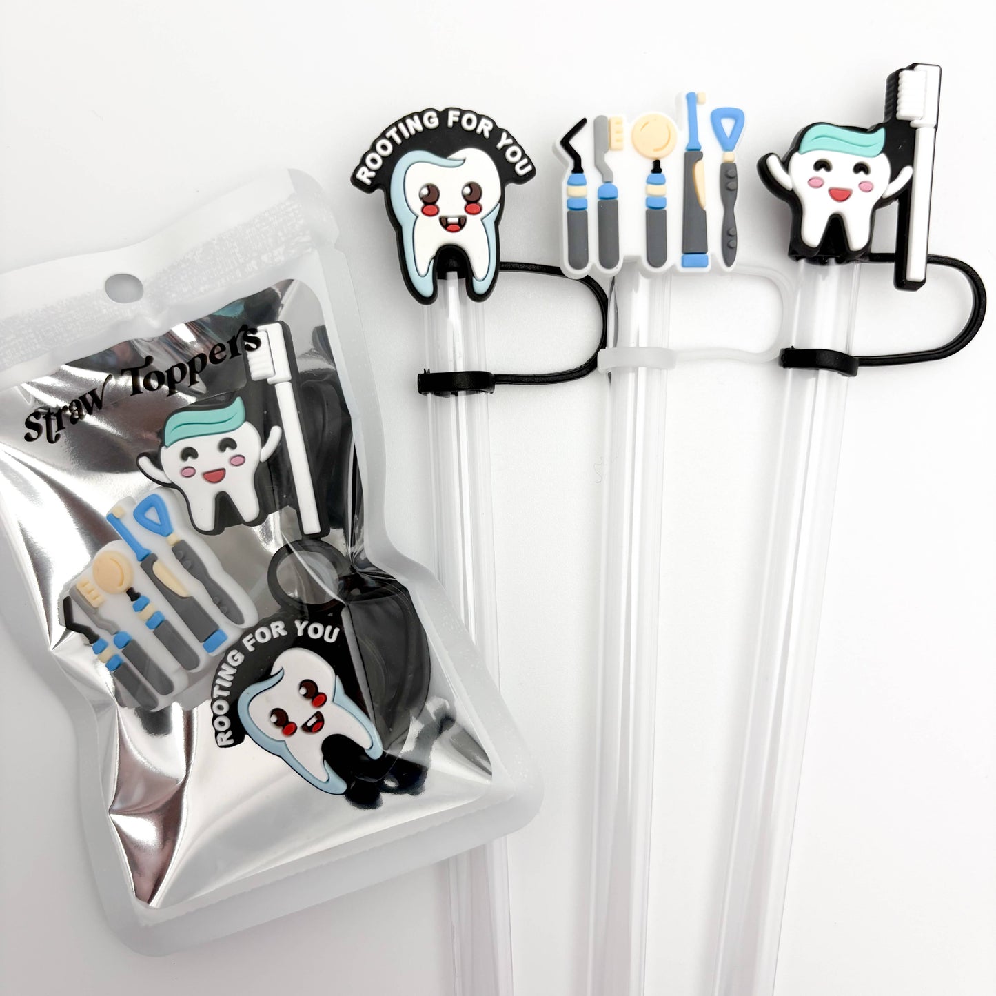 Straw Topper 3 pack - Dentist Theme, Rooting for You, Dental