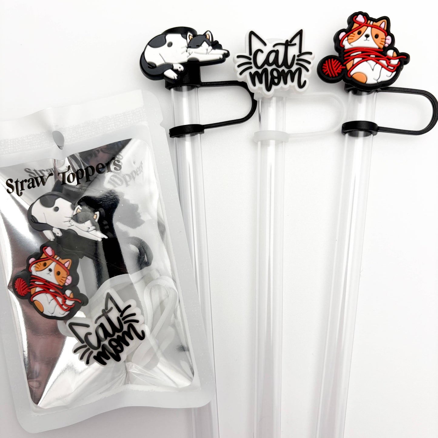 Straw Topper 3 pack - Cat & Yarn, Cat Mom, Sleepy Cat