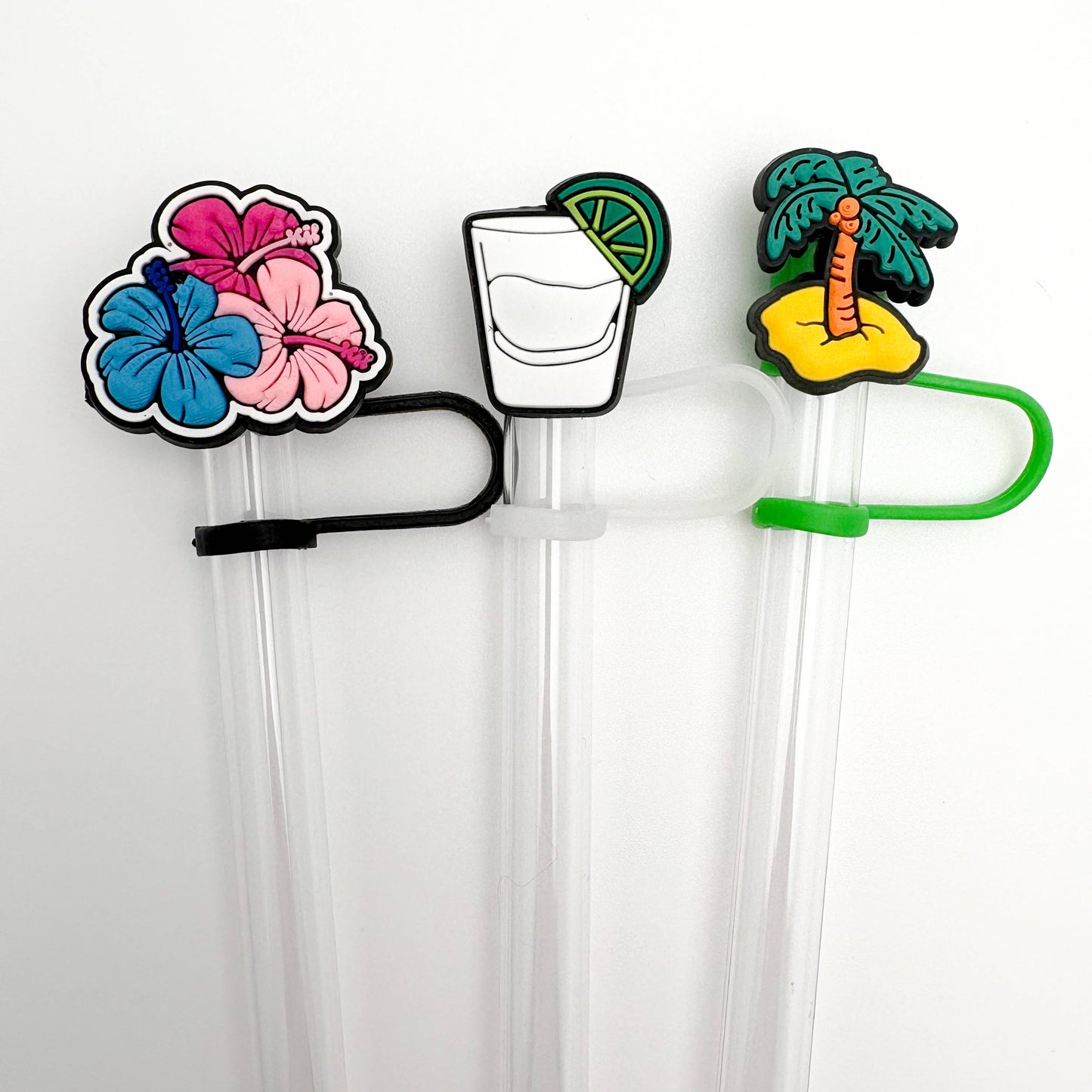 Straw Topper 3 pack - Palm Tree, Tropical Flowers, Cocktail