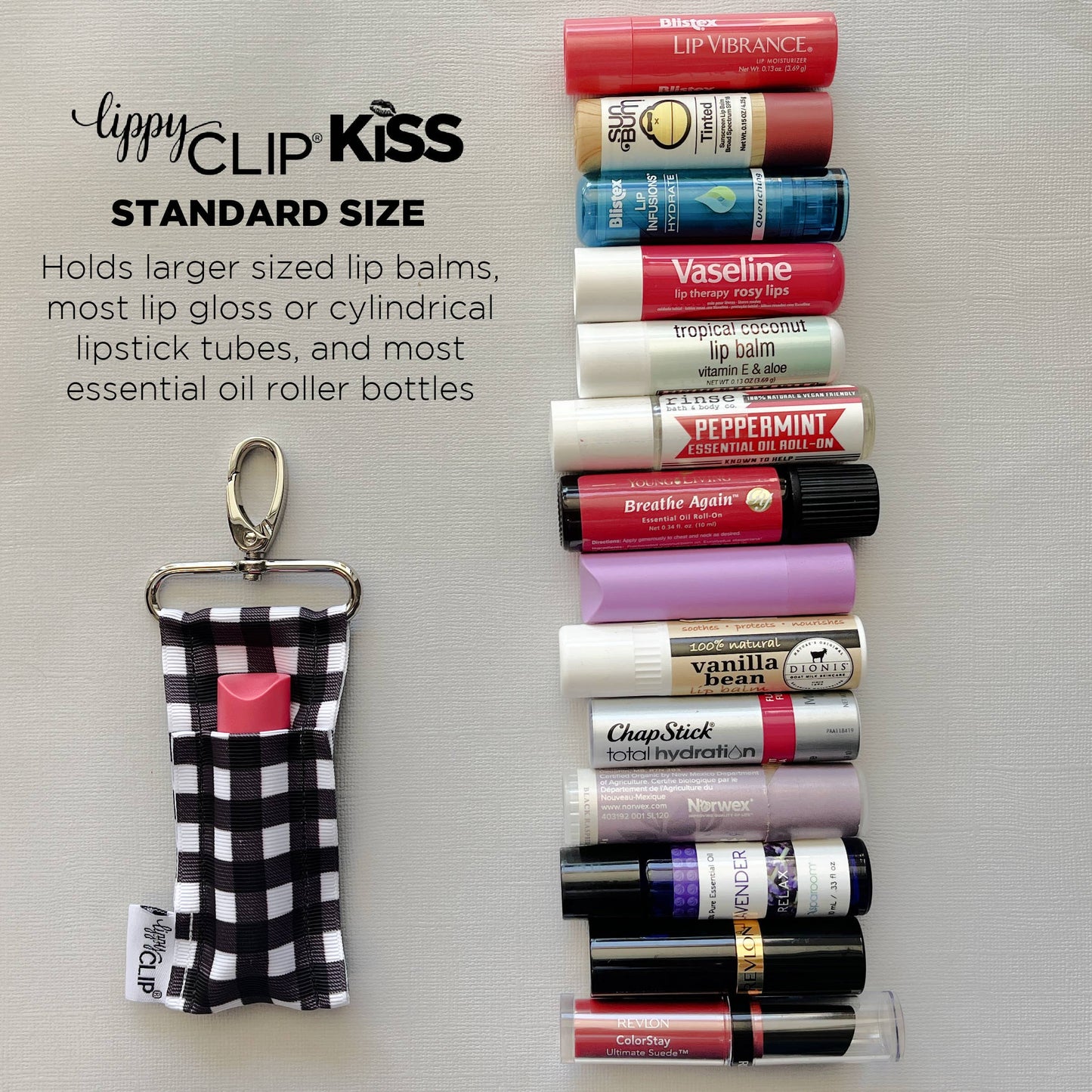 Pink Midnight Marble LippyClip KISS for Larger Lip Balms