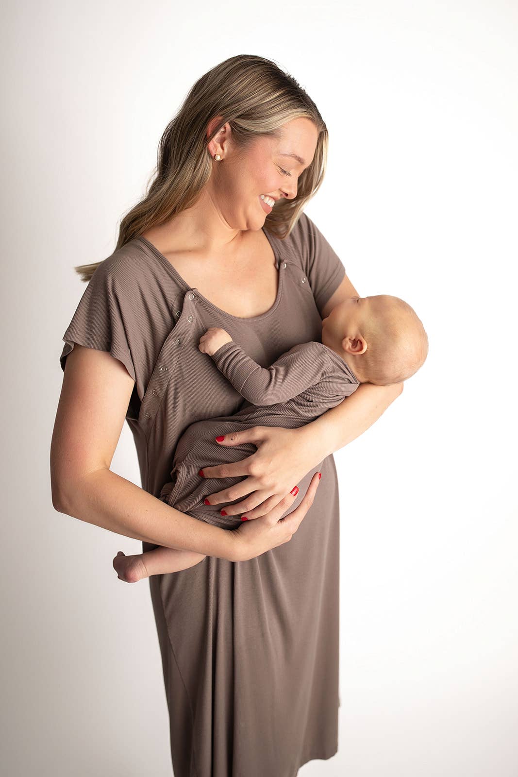 Cocoa Brown Maternity Mommy Labor & Delivery/ Nursing Gown