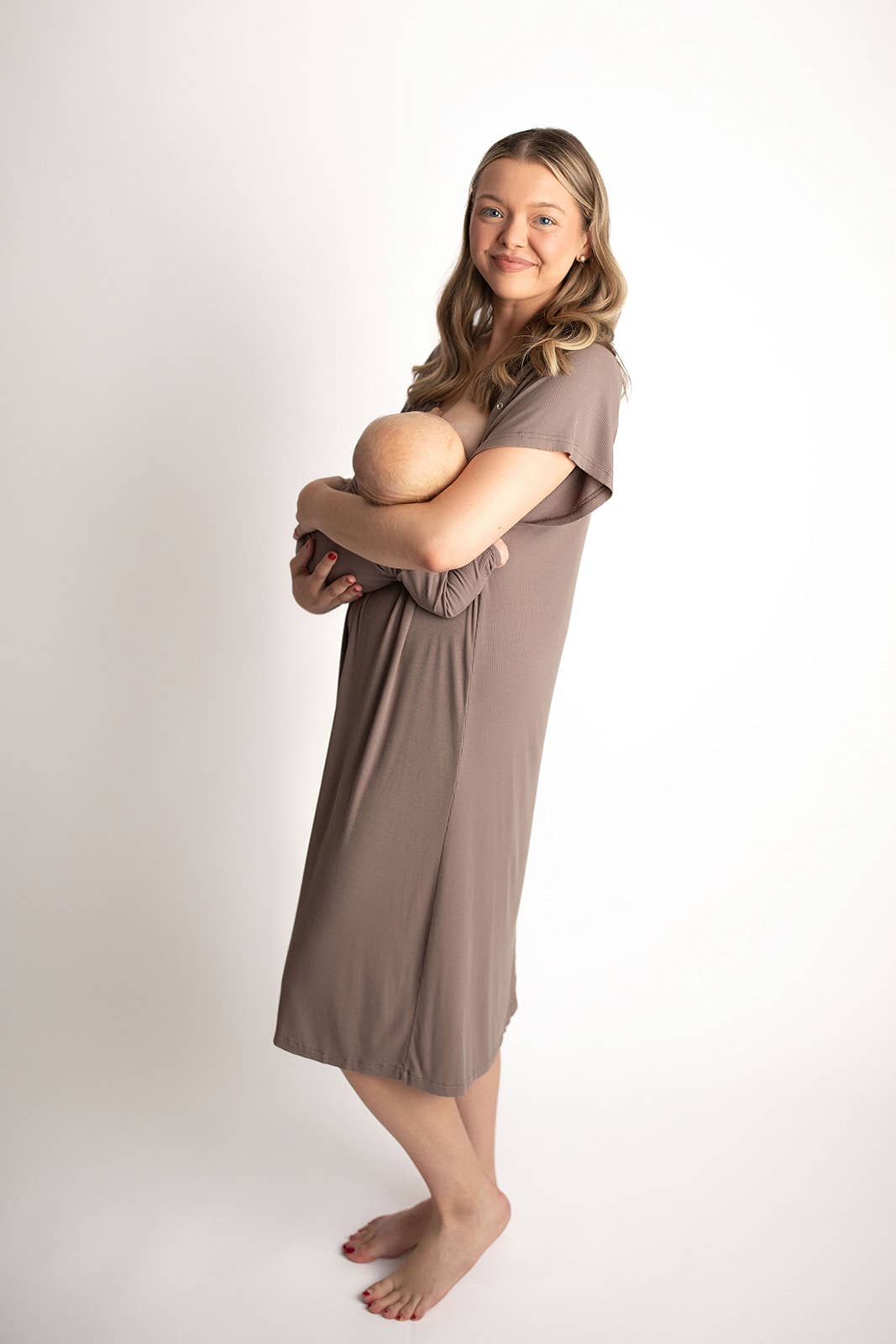 Cocoa Brown Maternity Mommy Labor & Delivery/ Nursing Gown