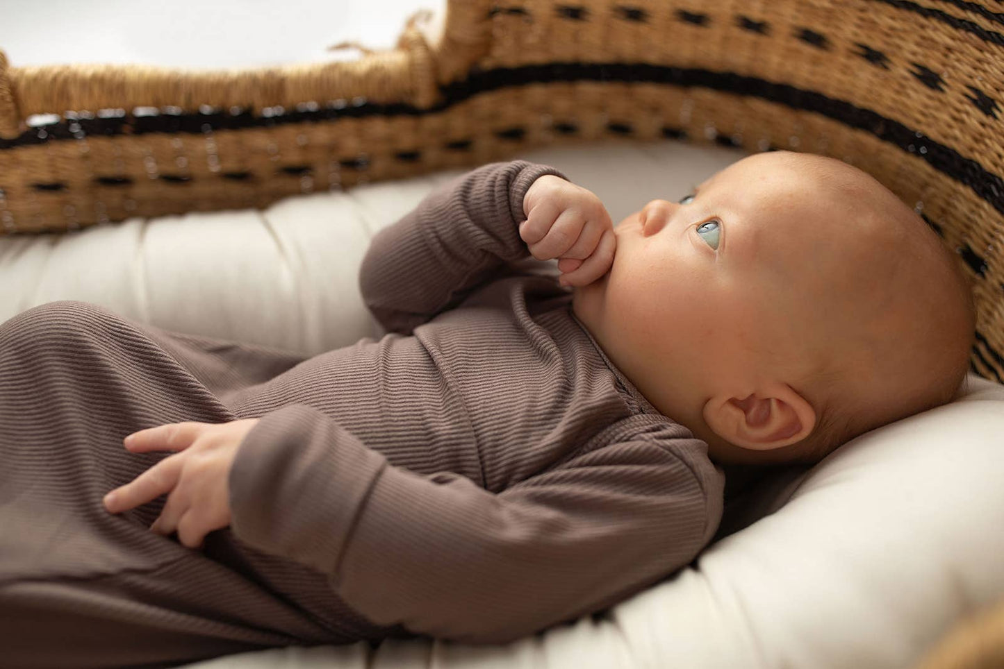 Cocoa Brown Ribbed Knotted Newborn Baby Gown sleepwear