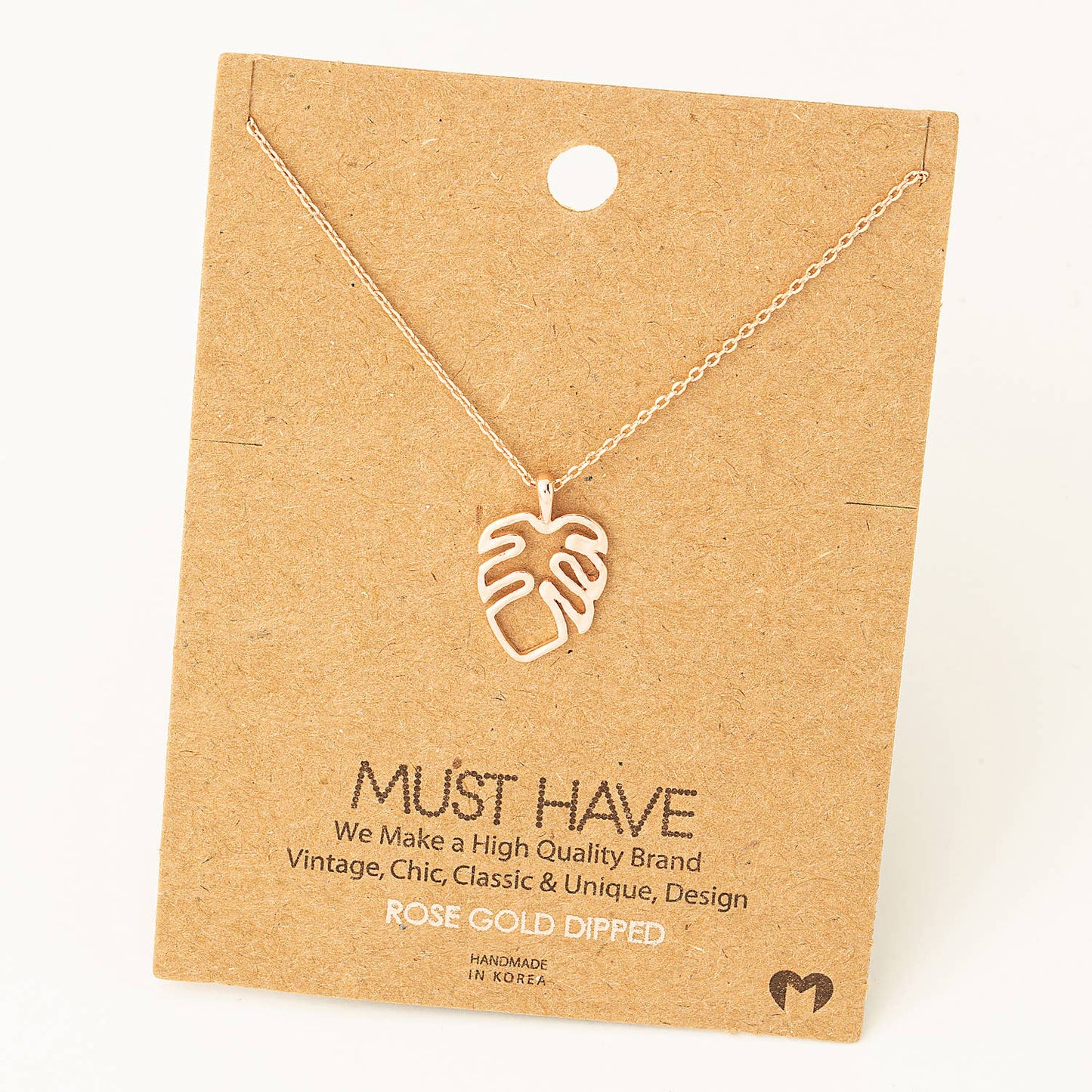 Monstera Cutout Pendant Necklace