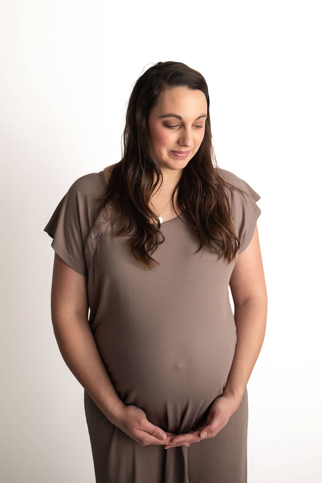 Cocoa Brown Maternity Mommy Labor & Delivery/ Nursing Gown