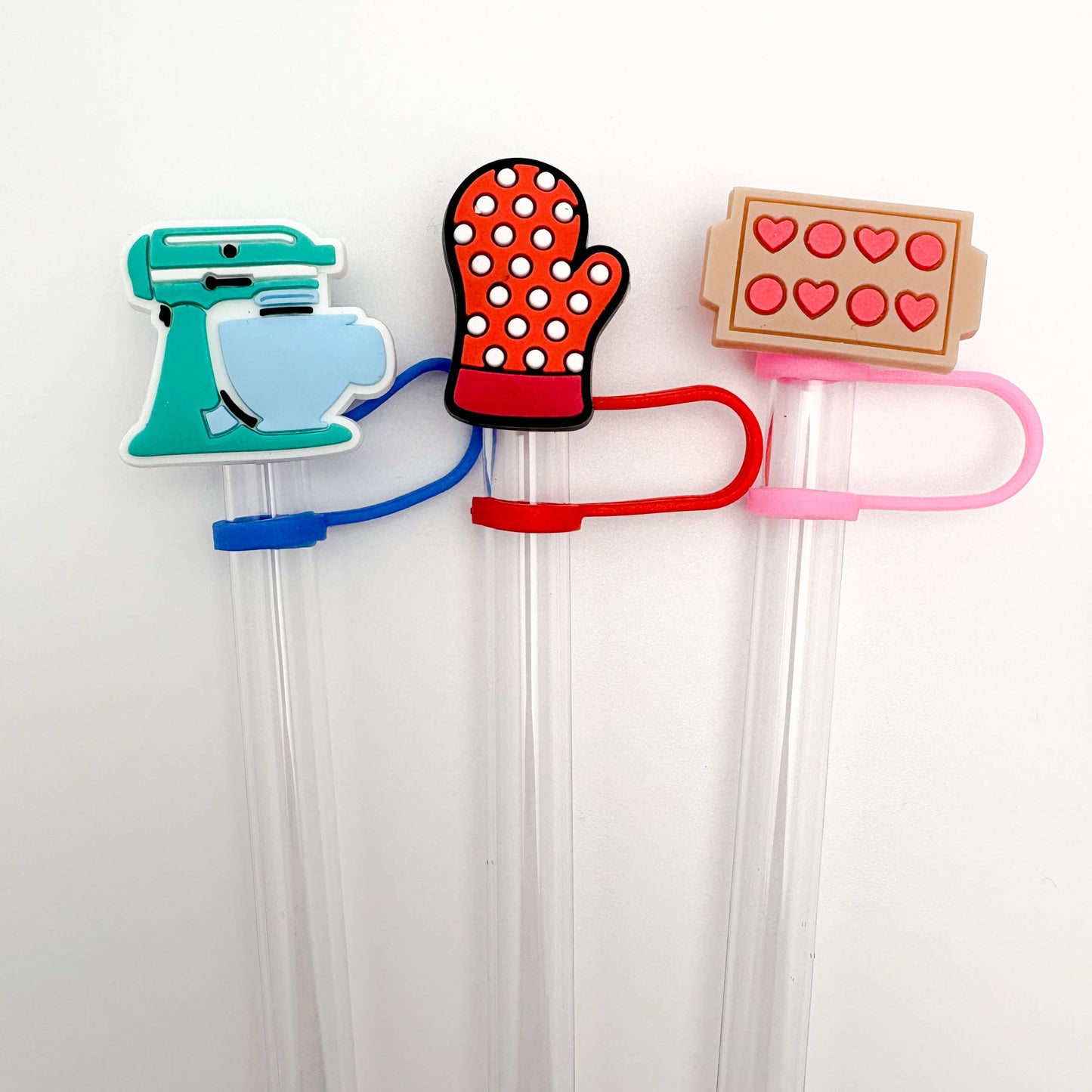 Straw Topper 3 pack - Baking Theme Mixer, Oven Mitt, Cookies