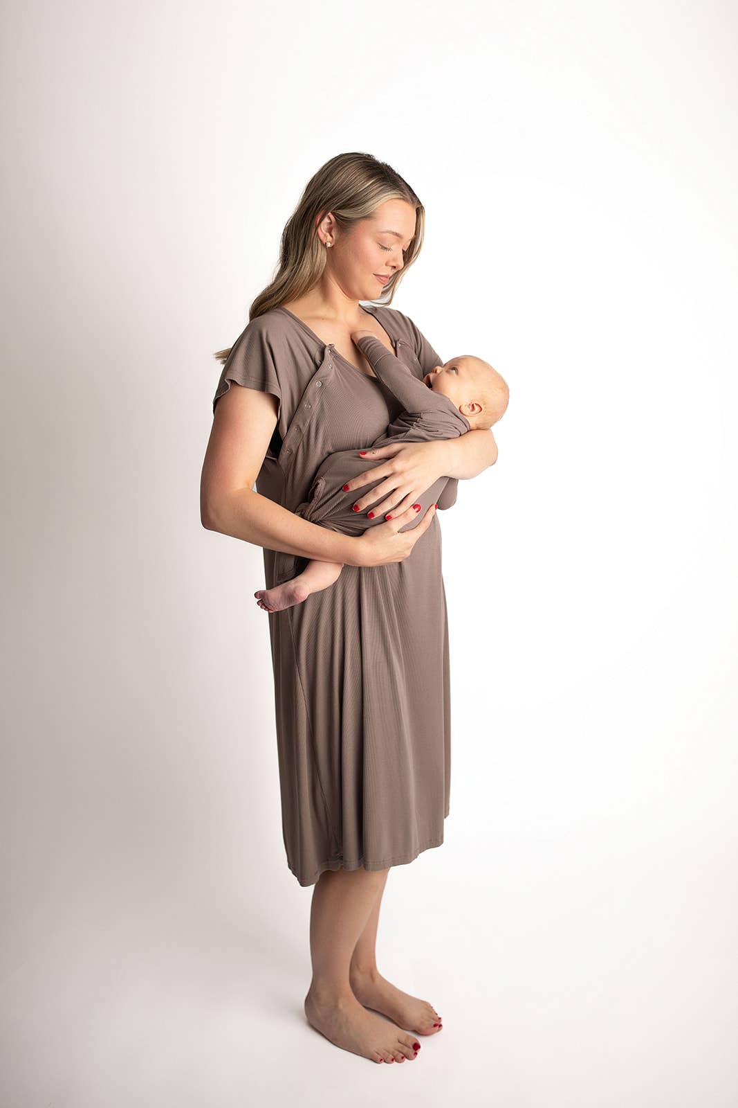 Cocoa Brown Maternity Mommy Labor & Delivery/ Nursing Gown