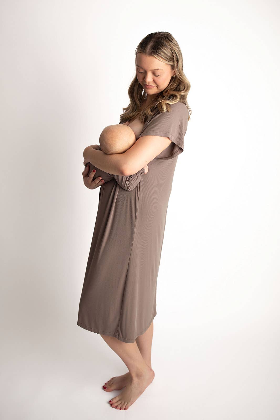 Cocoa Brown Maternity Mommy Labor & Delivery/ Nursing Gown