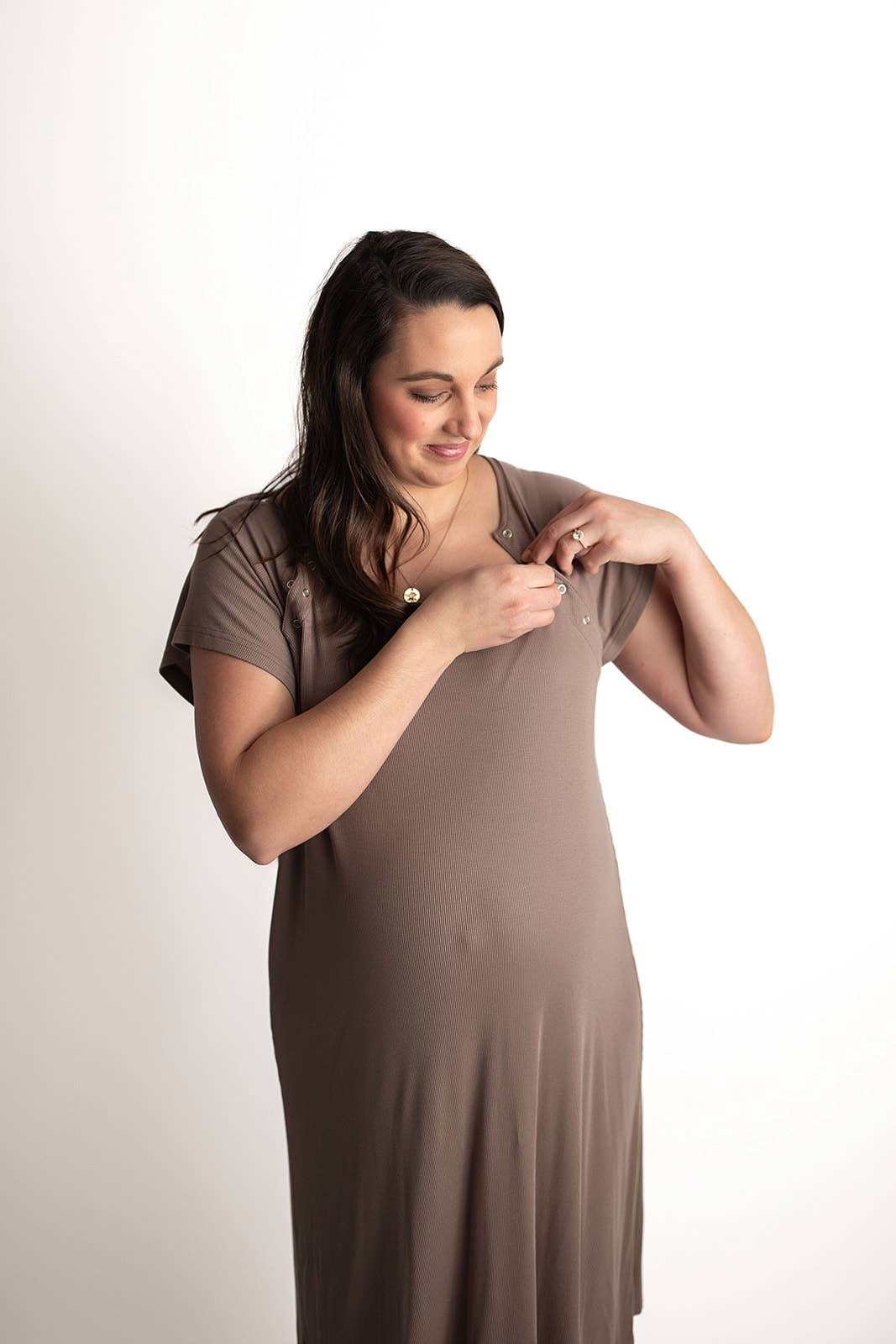 Cocoa Brown Maternity Mommy Labor & Delivery/ Nursing Gown