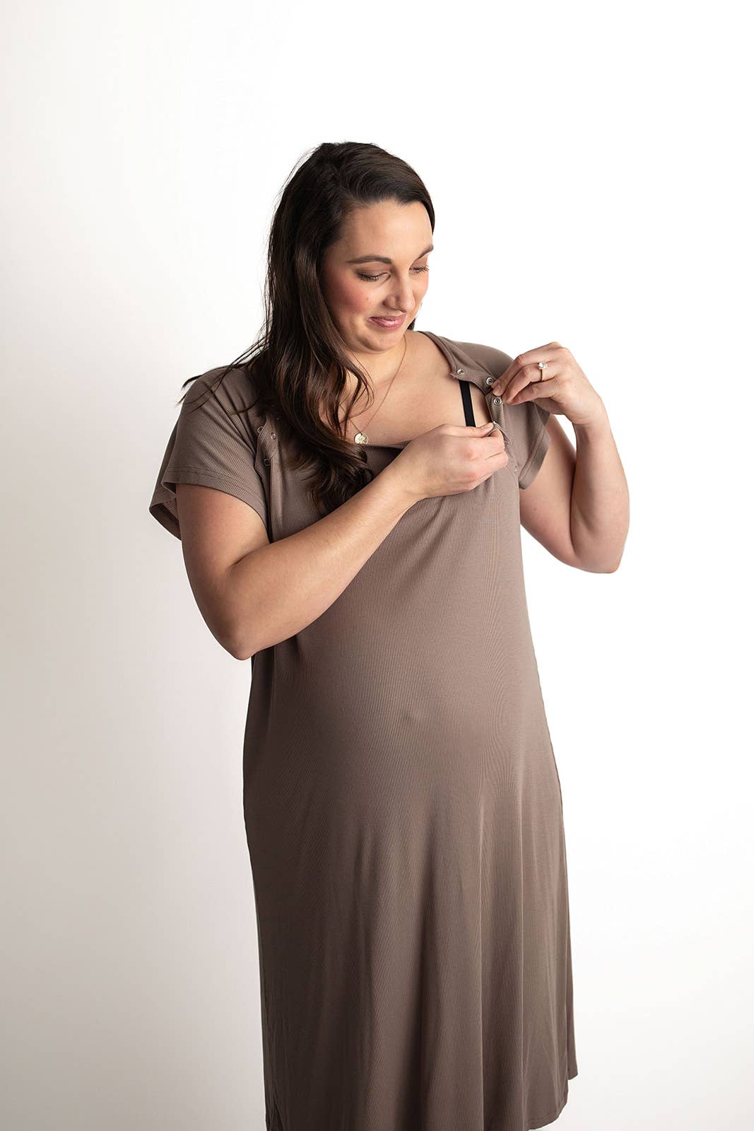 Cocoa Brown Maternity Mommy Labor & Delivery/ Nursing Gown