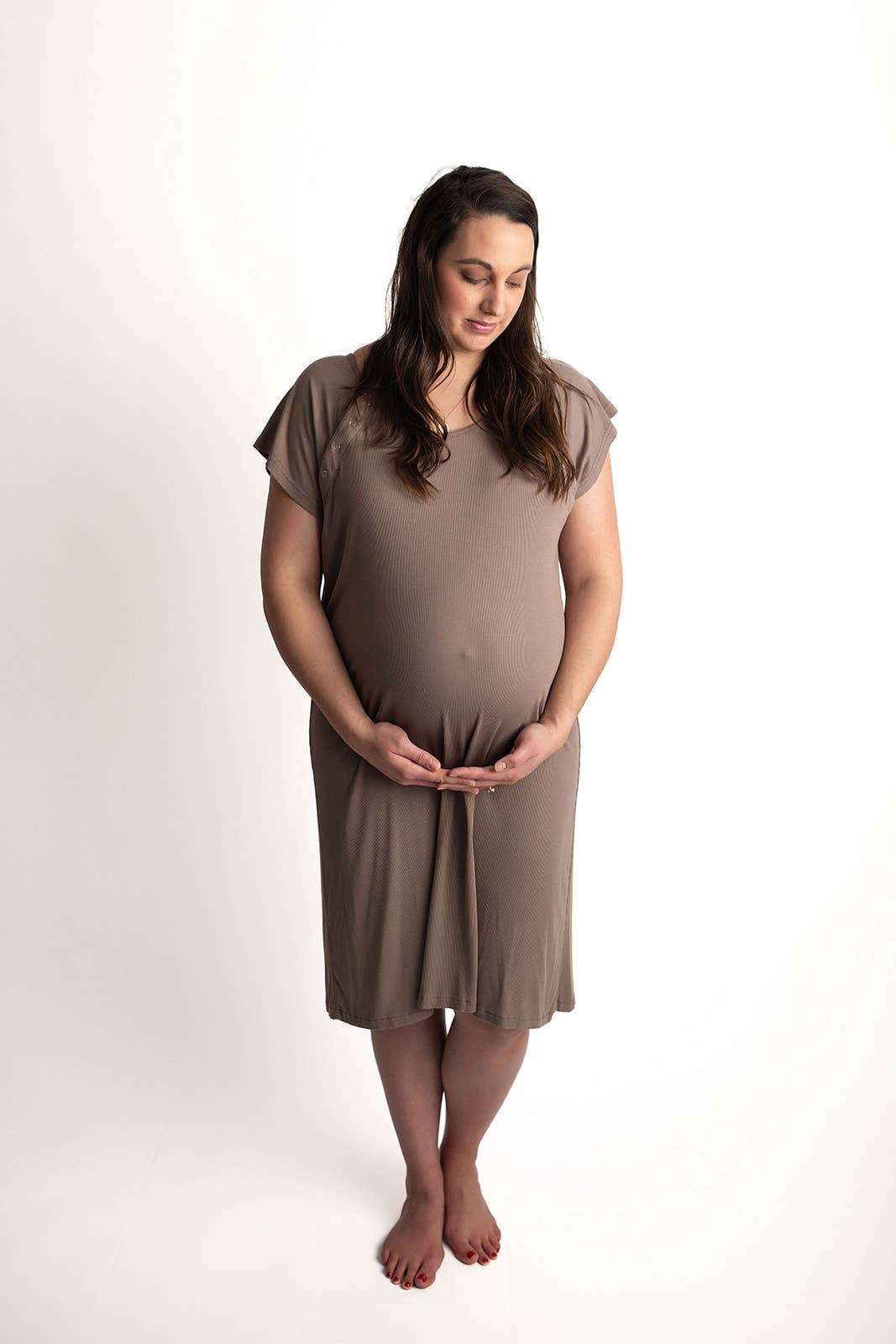 Cocoa Brown Maternity Mommy Labor & Delivery/ Nursing Gown