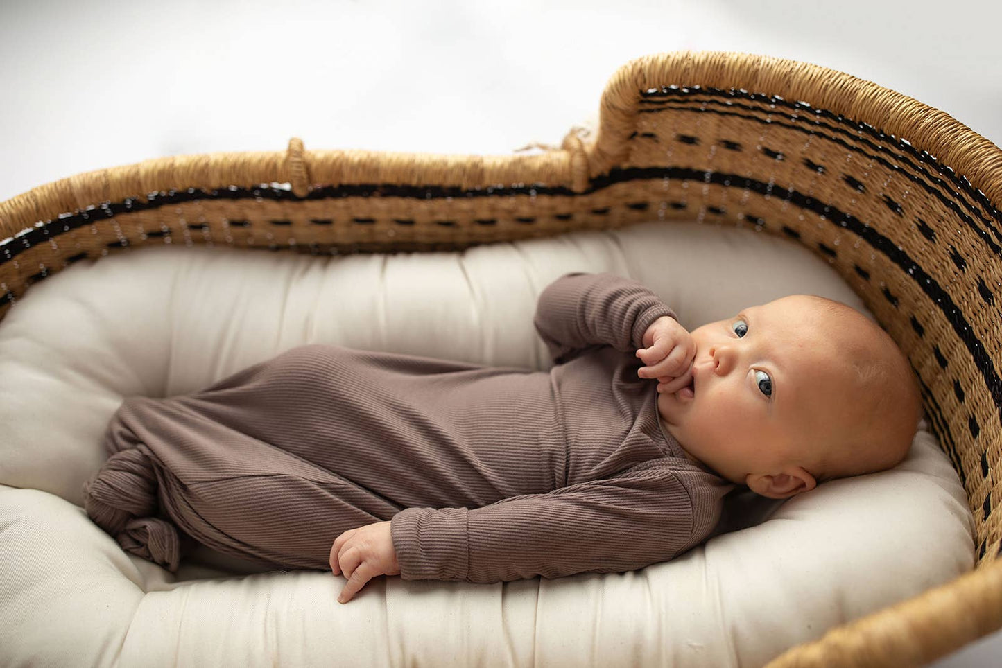 Cocoa Brown Ribbed Knotted Newborn Baby Gown sleepwear