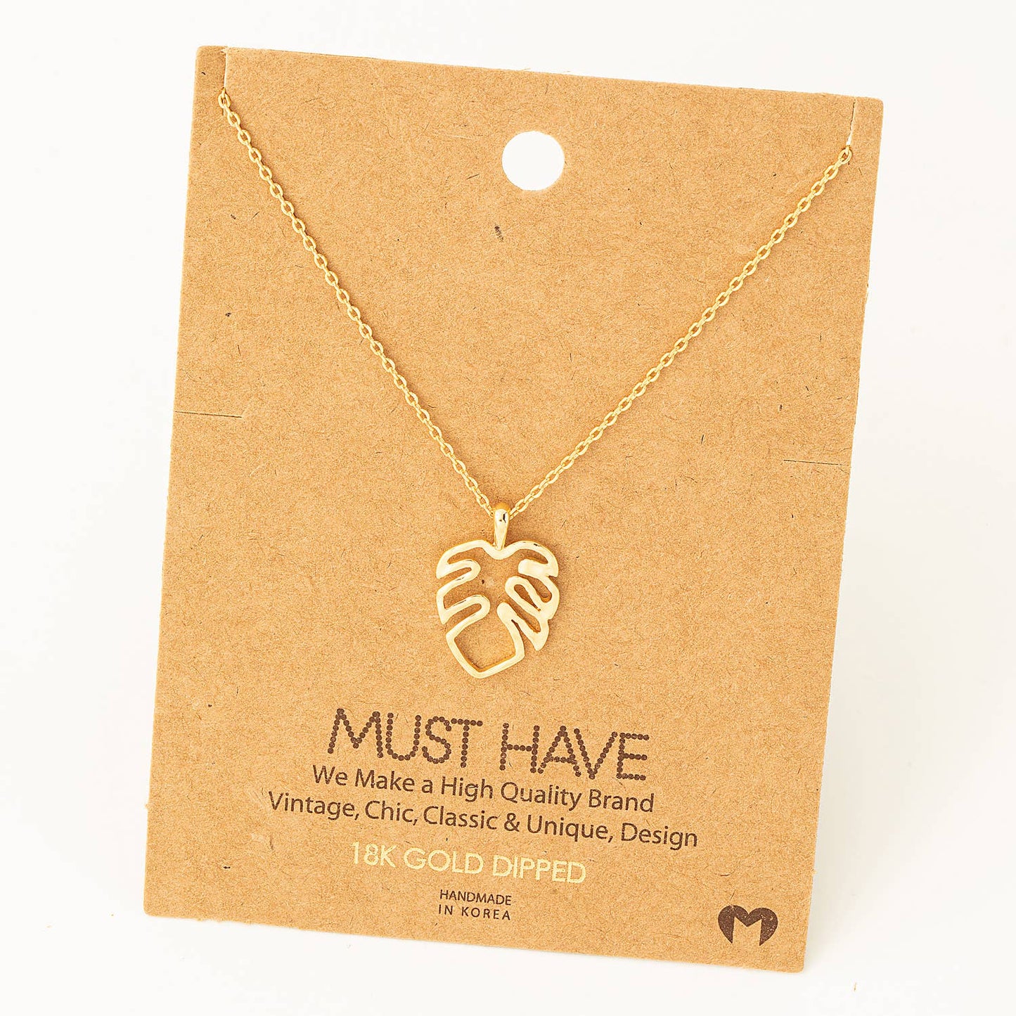 Monstera Cutout Pendant Necklace