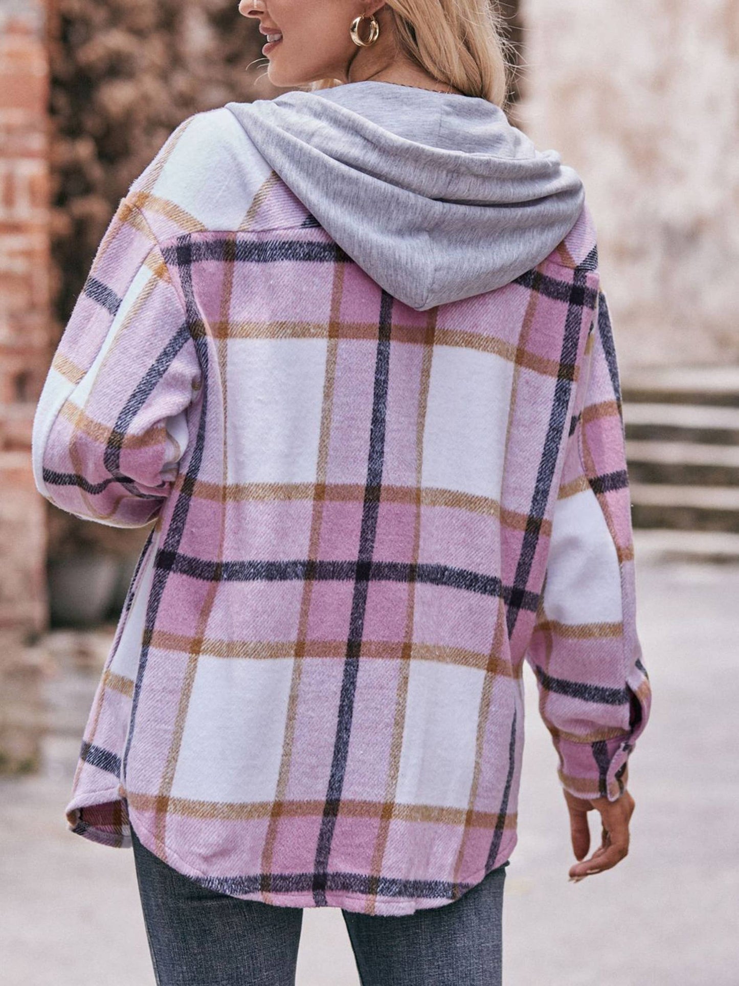 Hooded Jacket Casual Plaid Shirt