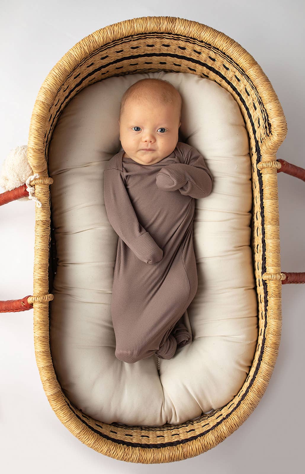 Cocoa Brown Ribbed Knotted Newborn Baby Gown sleepwear