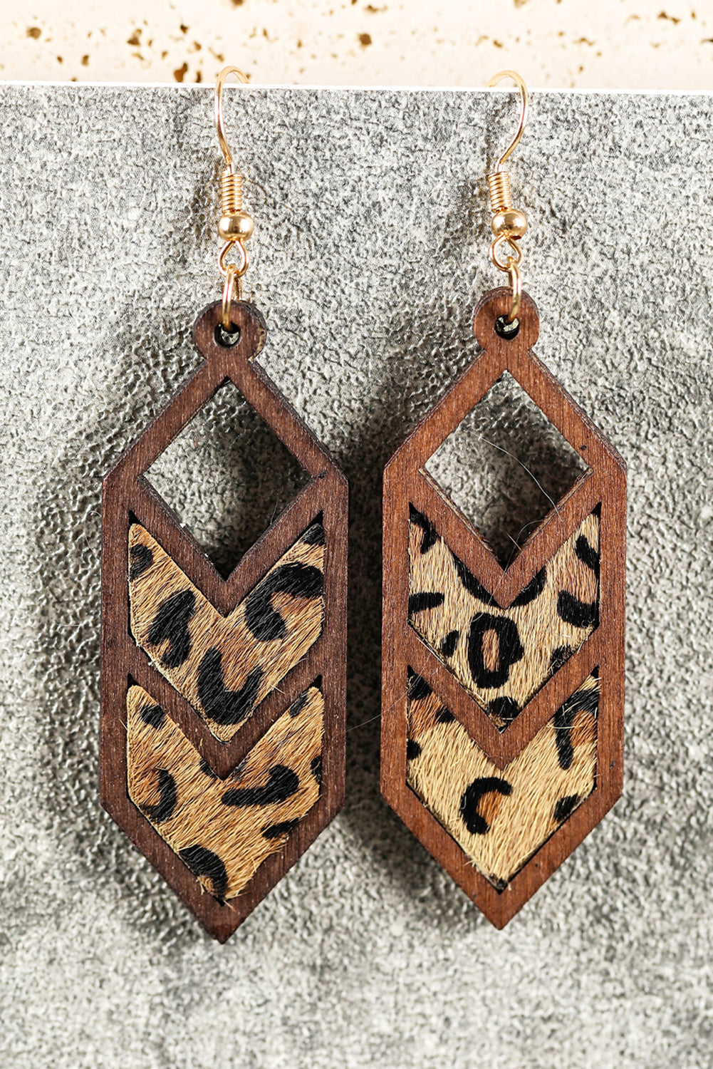 Chestnut Western Animal Print Insert Wooden Hollowed Earrings