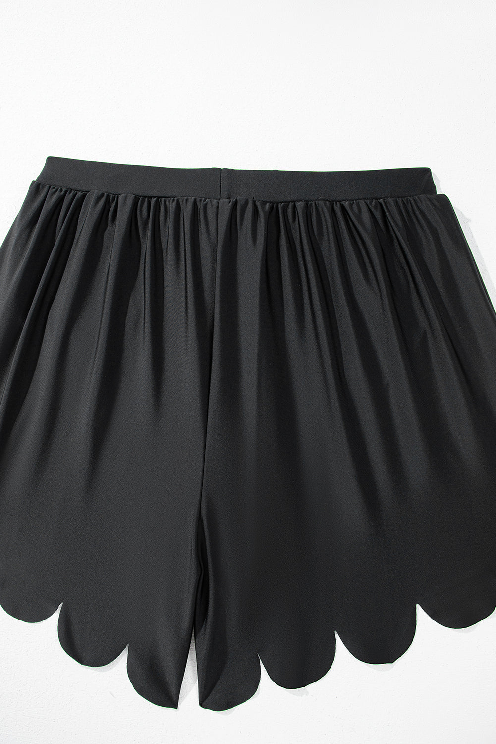 Black Scalloped Trim Beach Shorts