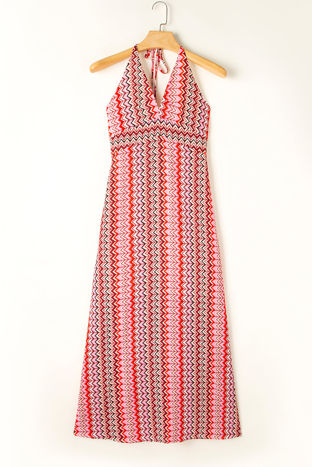 Red Halter Neck Maxi Dress