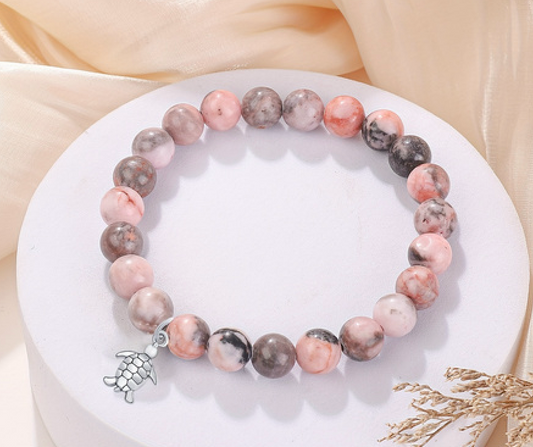 Natural Stone Turtle Stretch Bracelet