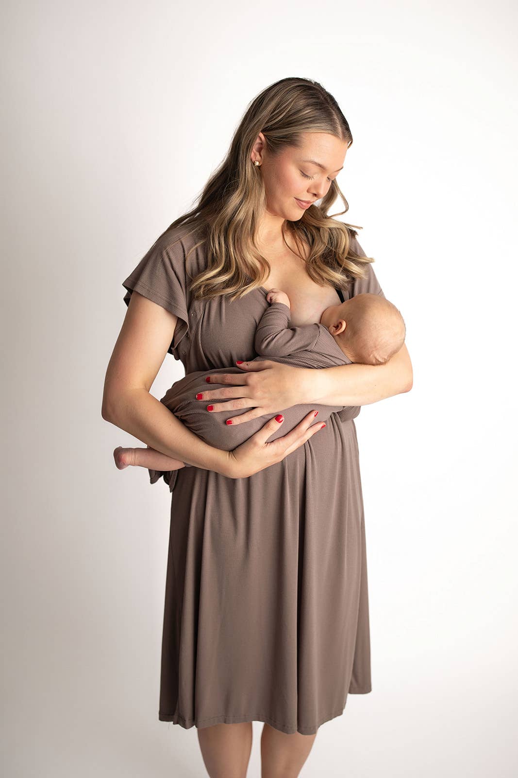 Cocoa Brown Maternity Mommy Labor & Delivery/ Nursing Gown