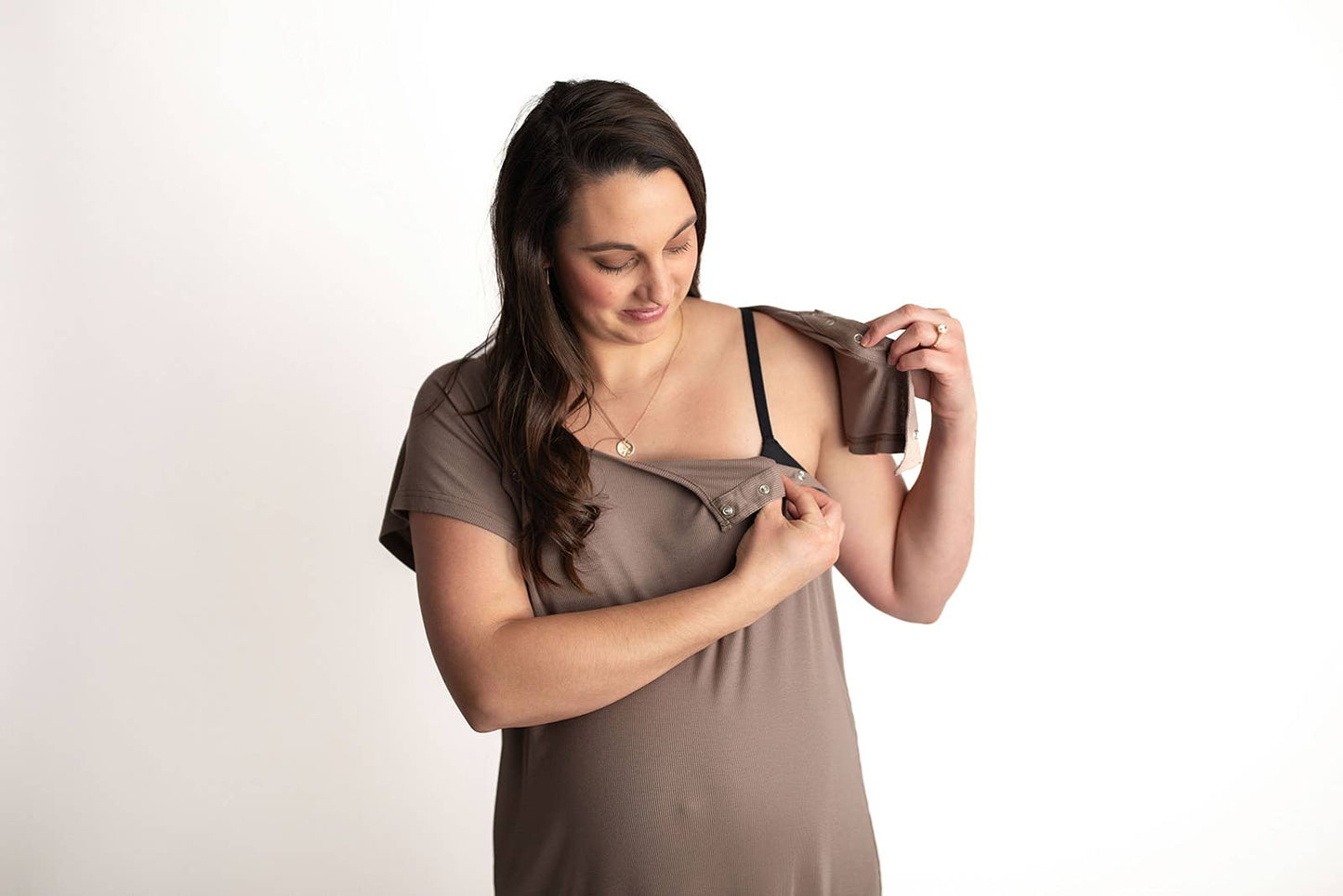 Cocoa Brown Maternity Mommy Labor & Delivery/ Nursing Gown