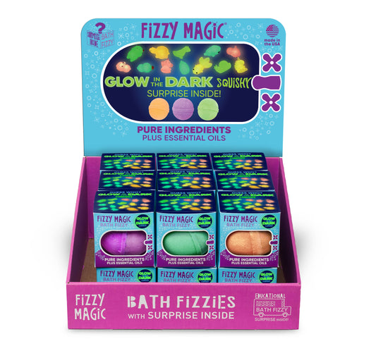 Bath Bombs with GLOW IN THE DARK surprises, Display