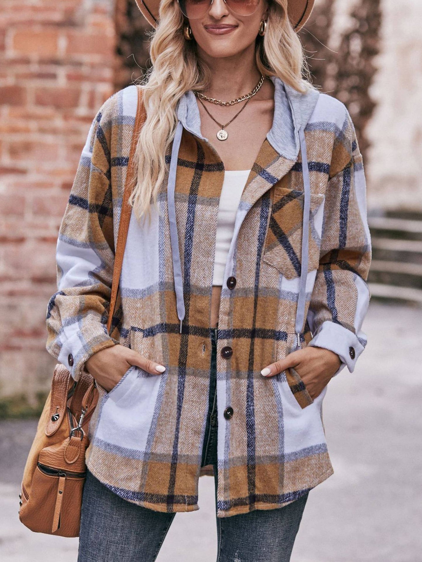 Hooded Jacket Casual Plaid Shirt