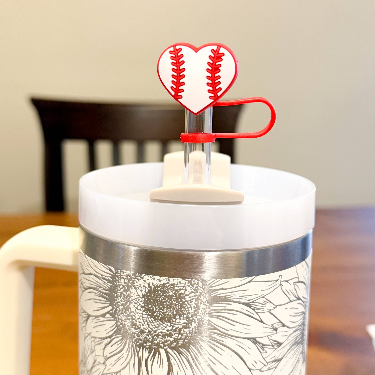Straw Topper 3 pack - Heart Baseball, Baseball Field, Bat 