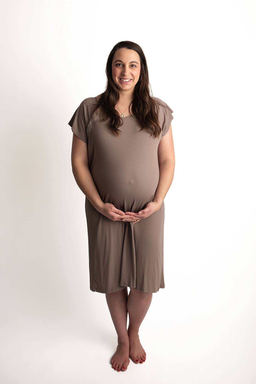 Cocoa Brown Maternity Mommy Labor & Delivery/ Nursing Gown