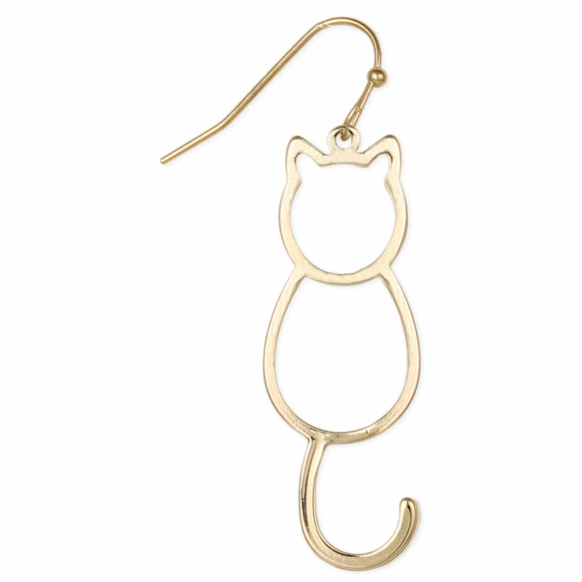 Sitting Kitty Gold Cutout Cat Earrings