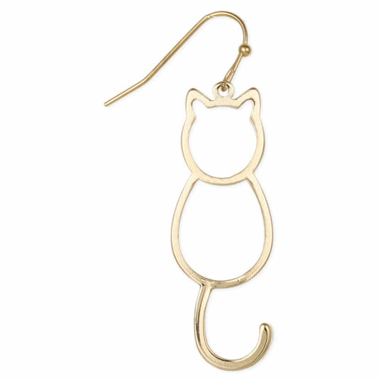 Sitting Kitty Gold Cutout Cat Earrings